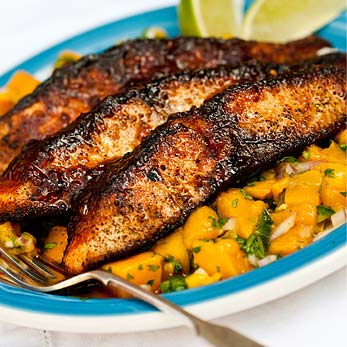 Spicy Seared Cobia with Thai Mango Salsa